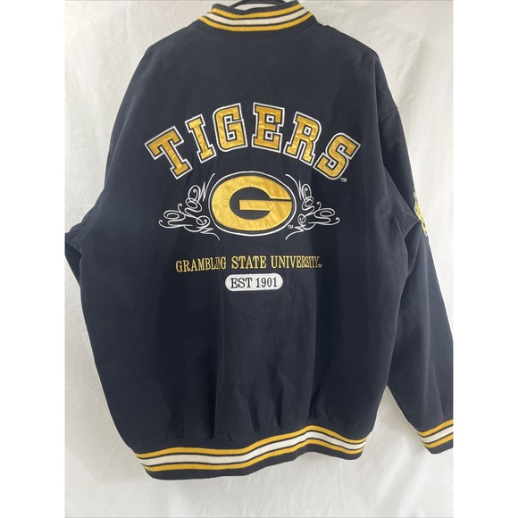 Vintage HBCU Grambling State University Jacket Tiger Cotton‎ Black 2XL Varsity - Picture 2 of 15